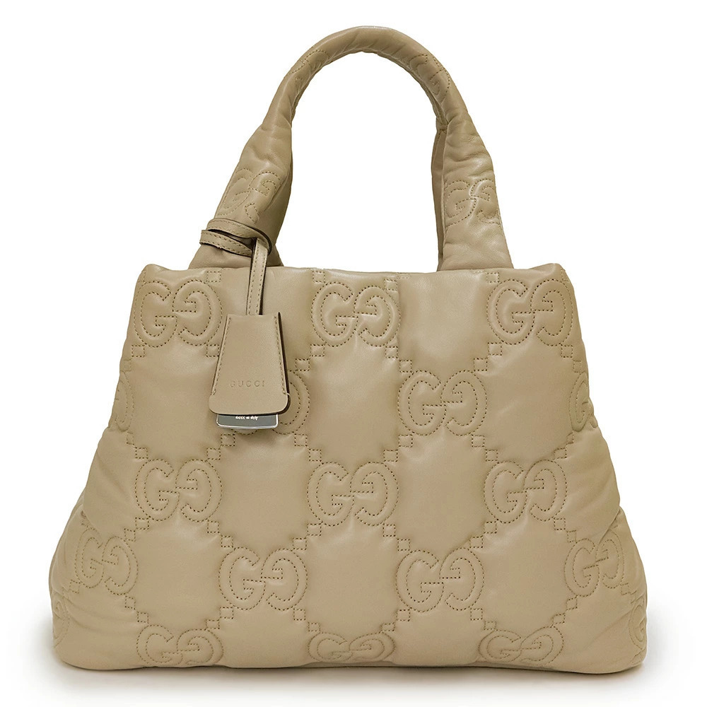 Gucci GG Matelasse Tote Handbag Leather Beige